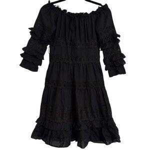 Aqua Tiered Lace Detail Dress